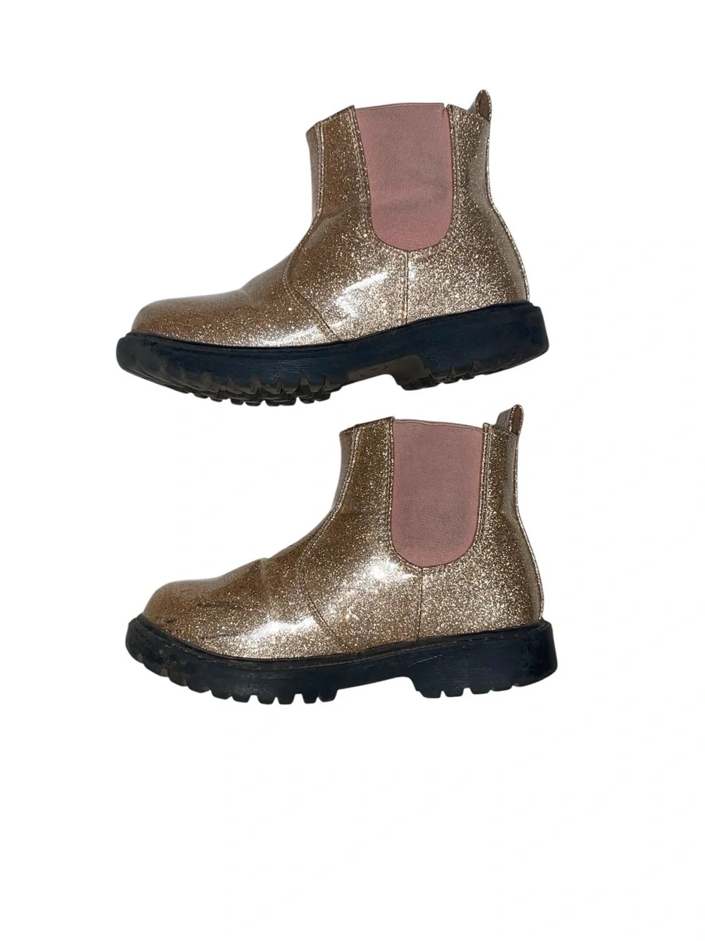 Girls' Pink Glitter Chelsea Boots / combat boots tough princess vibes play shoes